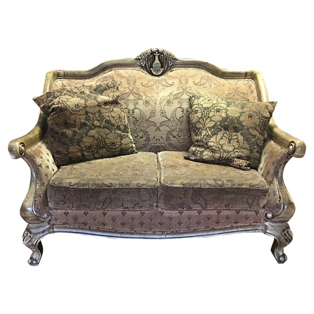 Carved Wooden Frame Loveseat Chairish