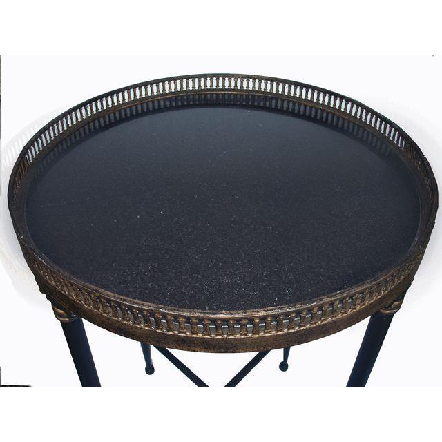 Granite Top Campaign Style Round Side Table Chairish