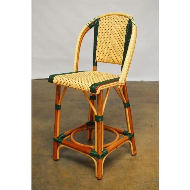 French Rattan Maison Gatti Bistro Bar Stools Pair Chairish