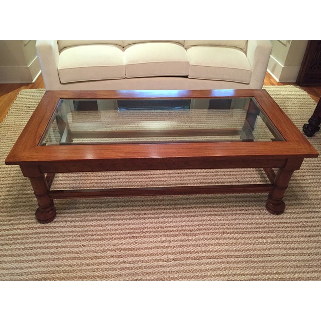 Traditional Wood & Glass Coffee Table Chairish