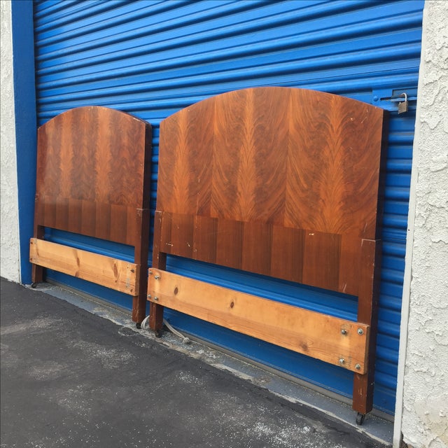Walnut Burlwood Twin Deco Headboards A Pair Chairish