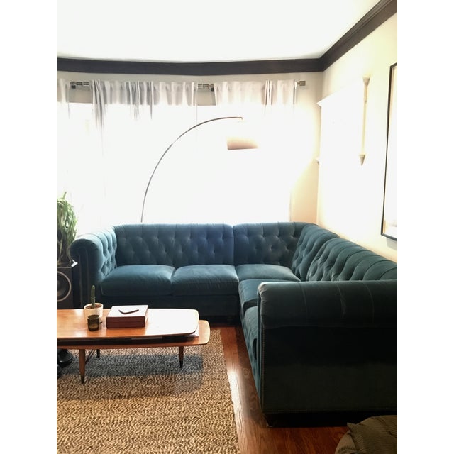 Anthropologie Velvet Lyre Sectional Sofa Chairish