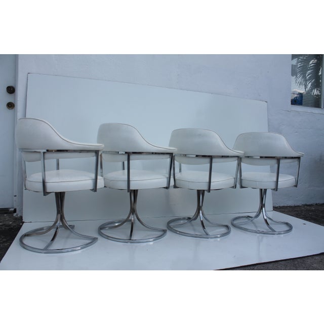 Vintage Retro Chrome Swivel Dining Chairs 4 Chairish