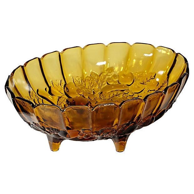 1960s Fruit Amber Glass Bowl Chairish