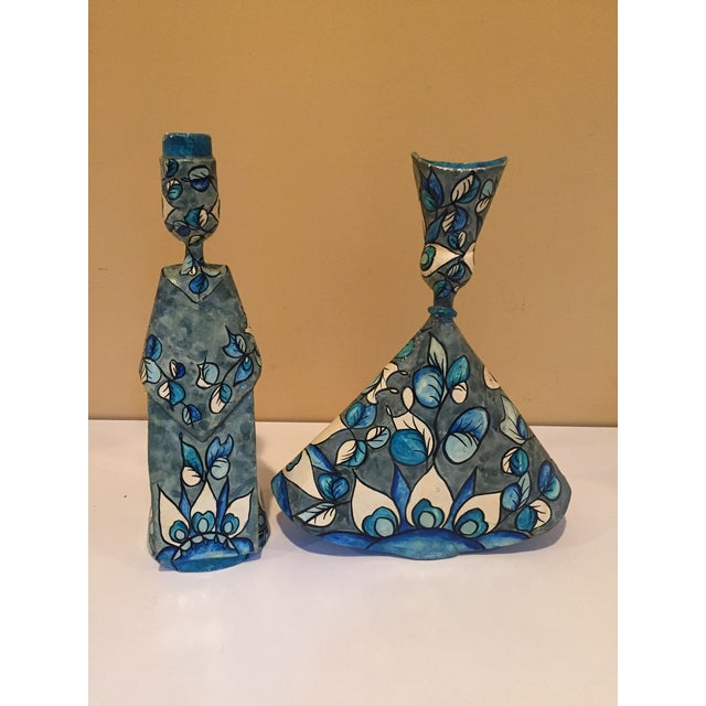 Vintage Paper Mache Painted Candle Holders Pair Chairish