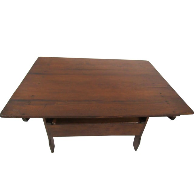 Antique Farmhouse Trestle Tilt Top Table Bench  Chairish