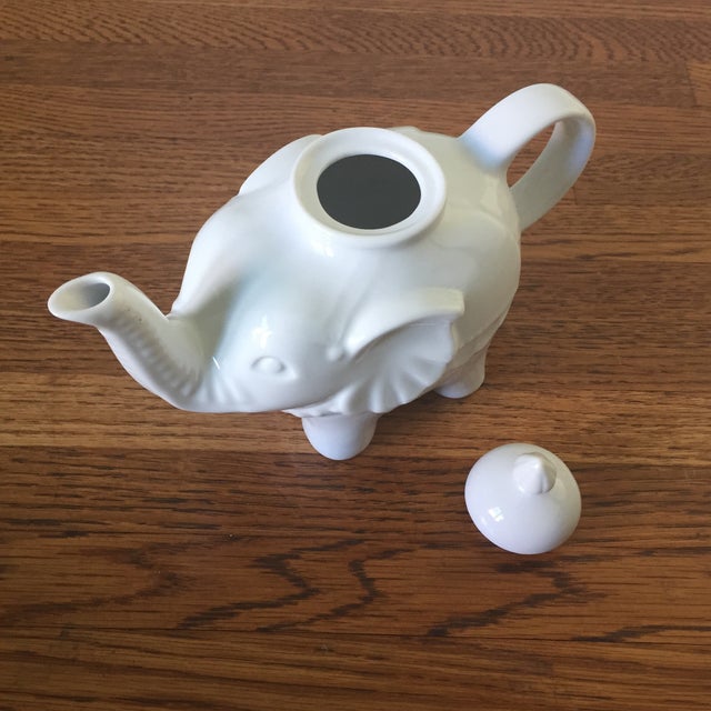 White Ceramic Elephant Teapot Chairish
