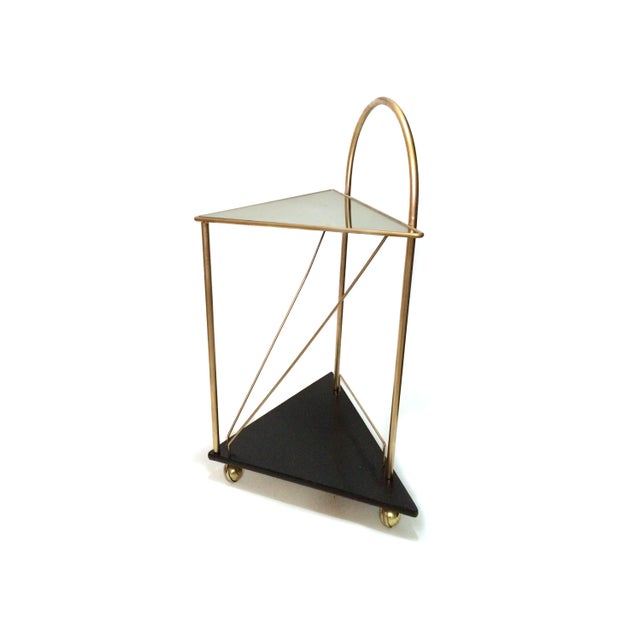 Vintage Geometric Mirror Top Triangle Bar Cart Chairish