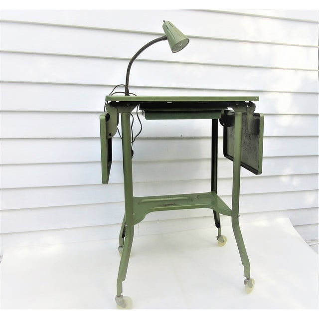 Industrial Rolling Cart Typewriter Metal Table | Chairish