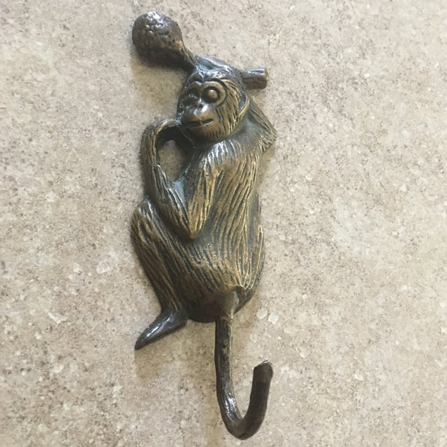 Vintage Solid Brass Monkey Wall Hook Chairish