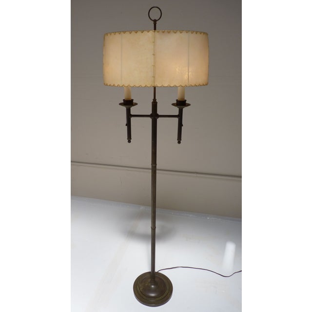 Patinated Brass Floor Lamp with Ring Finial Chairish