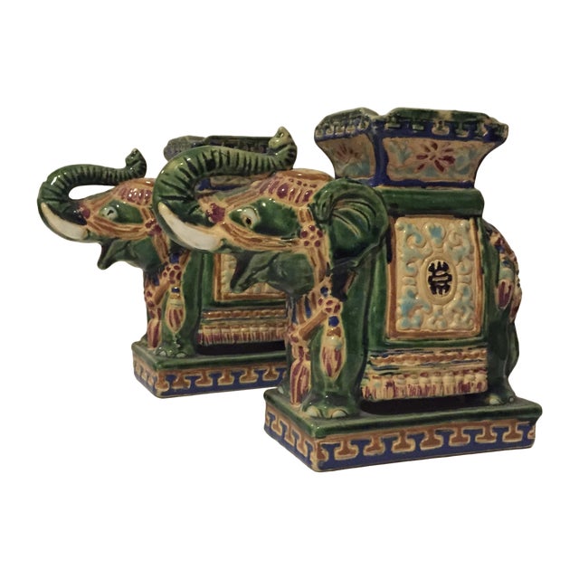 Ceramic Elephant Bookends Pair Chairish