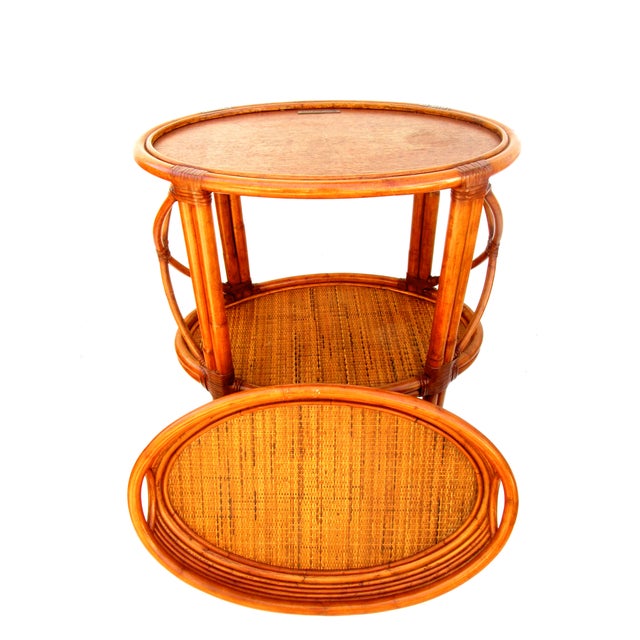 Vintage Ethan Allen Bamboo Rattan Bar Cart Chairish