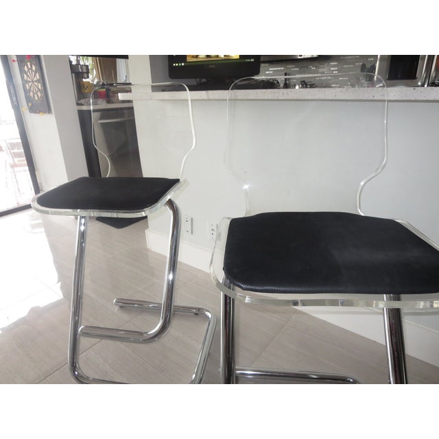 Vintage Lucite Acrylic Bar Stools Pair Chairish