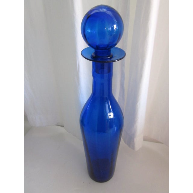 Tall Blue Blenko Vase Decanter Ball Stopper Chairish