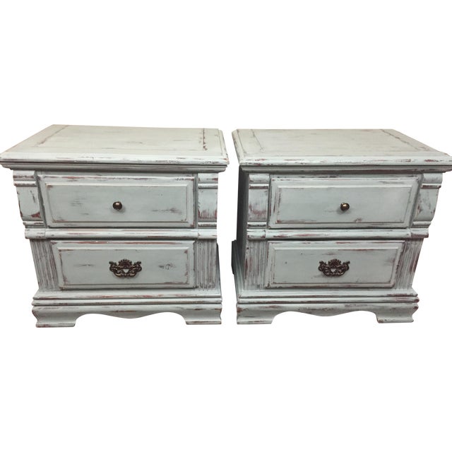 Distressed Bedside Tables A Pair Chairish