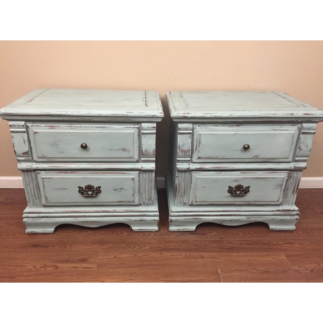 Distressed Bedside Tables A Pair Chairish