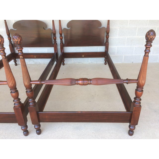 Huntley Furniture Mahogany Single Pineapple Poster Beds A Pair Chairish