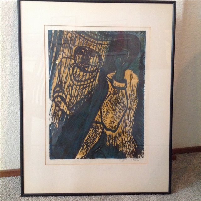 "Harp Player" by Jules Heller, 1960 Chairish