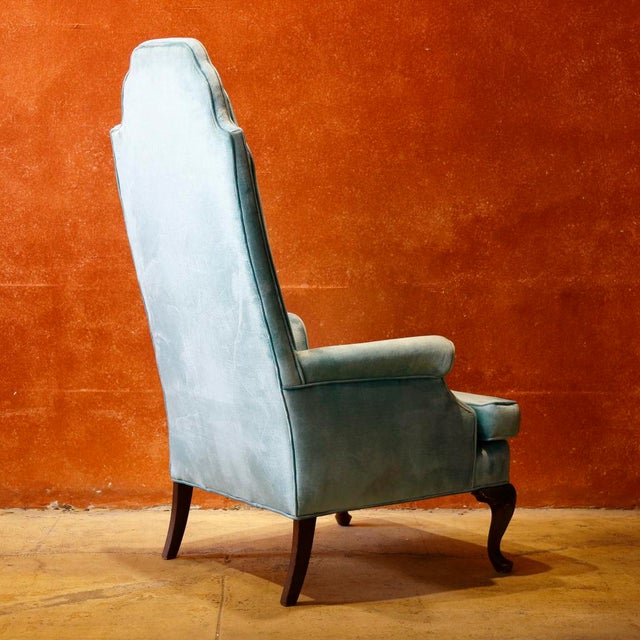 Light Blue Velvet High Back Chair Chairish