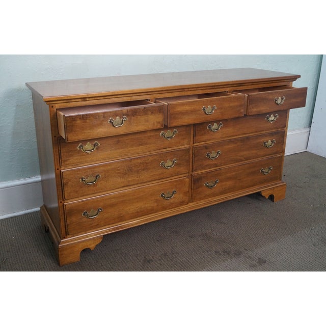 Ethan Allen Solid Maple Long Dresser | Chairish
