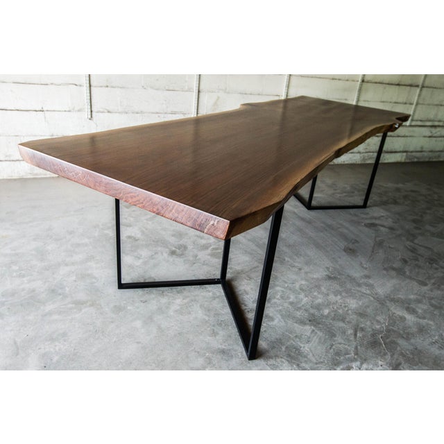 Modern Walnut Live Edge Dining Conference Table | Chairish