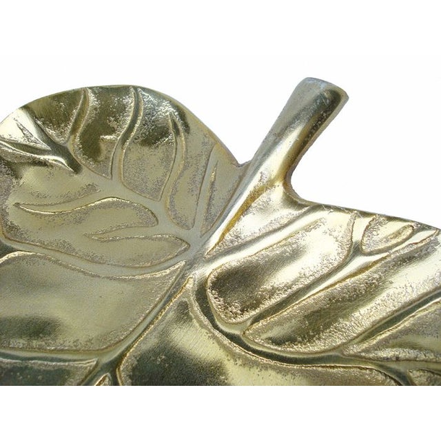 Large Brass Metal Leaf Decorative Tray/Dish Chairish