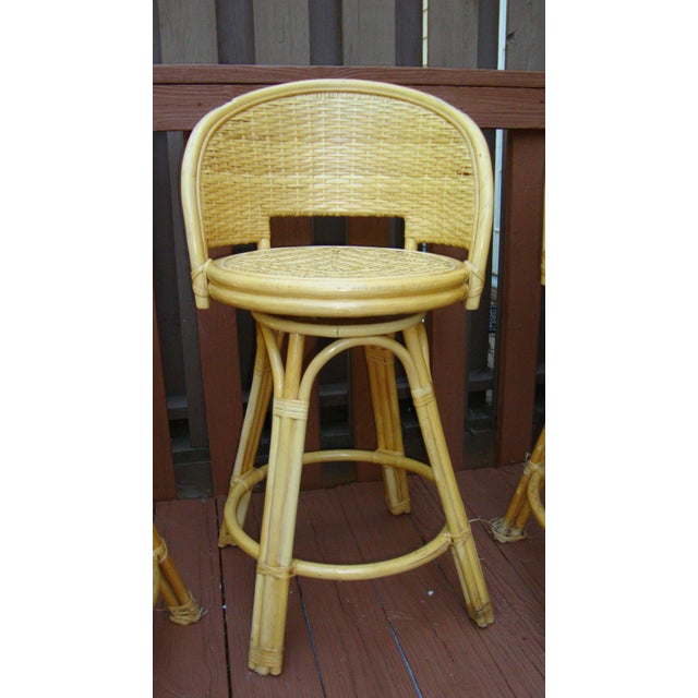 MidCentury Rattan Wicker Barstools Set of 3 Chairish