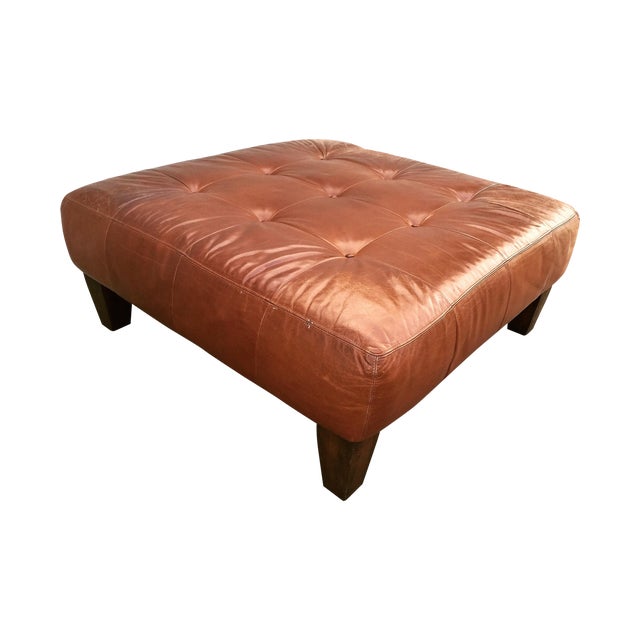 Pottery Barn Sullivan Leather Ottoman Chairish