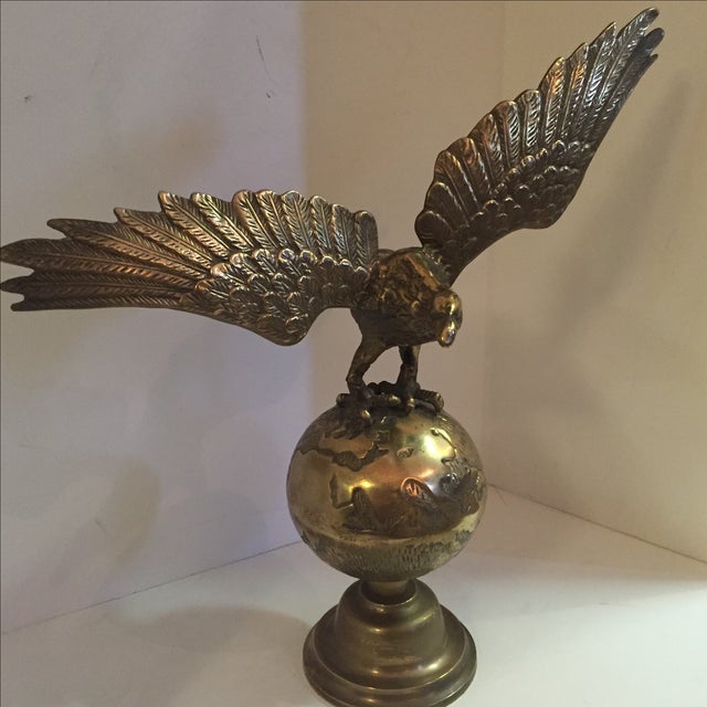 Vintage Brass Eagle on Globe Chairish