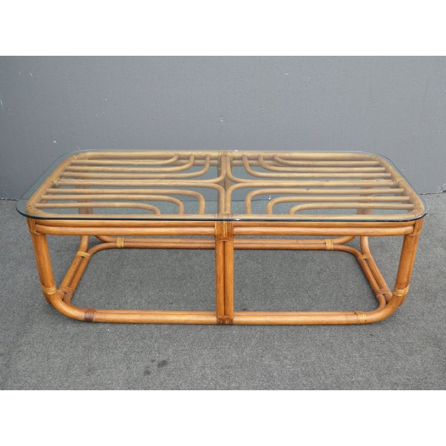 Vintage Bamboo & Glass Top Coffee Table Chairish