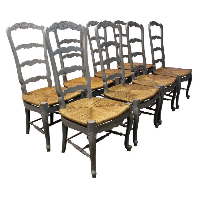 Country French Rush Seat Dining Chairs Set of 8 Chairish
