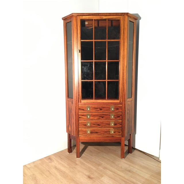 Bruksbo Mid Century Modern Corner Rosewood Curio Cabinet ...