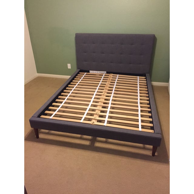 West Elm MidCentury Tufted Headboard & Frame Queen Bed Chairish