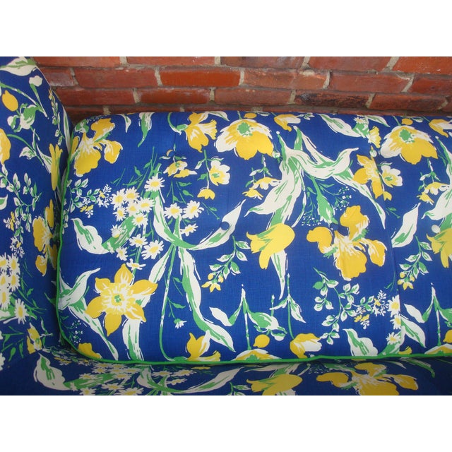 1970s Blue & Yellow Floral Sofa by Highland House of Hickory Chairish
