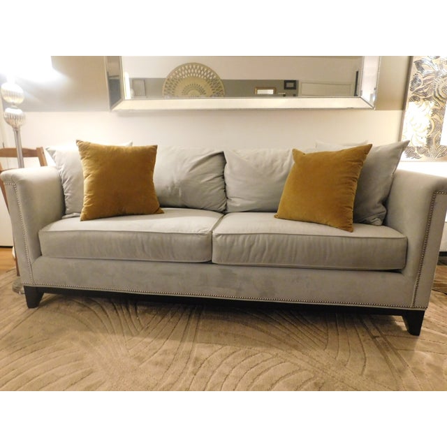 Light Gray Soft Suede Couch With Silver Hardware Chairish