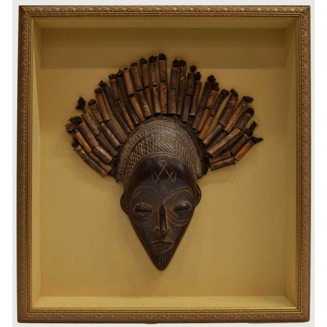 Shadow Box Framed African Carved Masks - Pair | Chairish