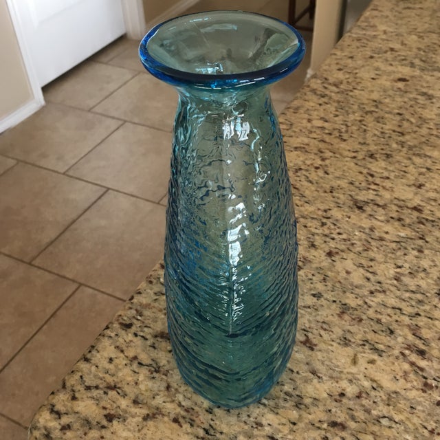 Vintage Blenko Blue Ice Glass Vase Chairish