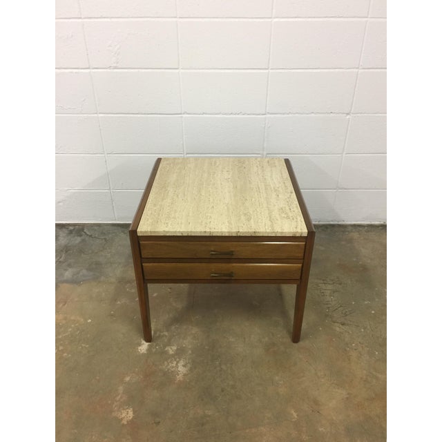 MidCentury Modern Travertine Top End Table Chairish