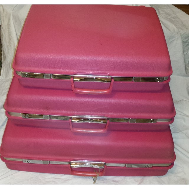 1960s Hot Pink Samsonite Luggage W/Key Set of 3 Chairish