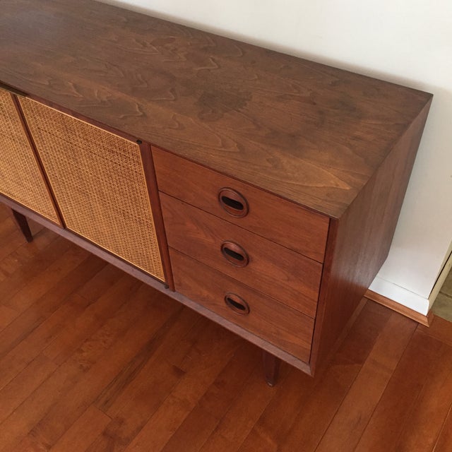 Founders Style MidCentury Walnut & Cane Credenza Chairish