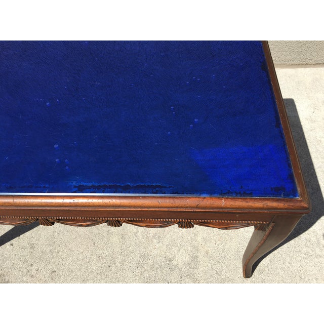 Art Deco Coffee Table with Blue Silverlast Glass Chairish