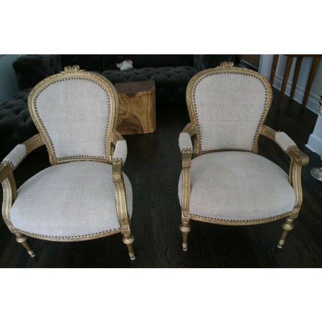 Gilded Gold Louis Arm Chairs A Pair Chairish