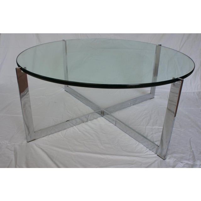 Milo Baughman Chrome & Glass Round Coffee Table Chairish