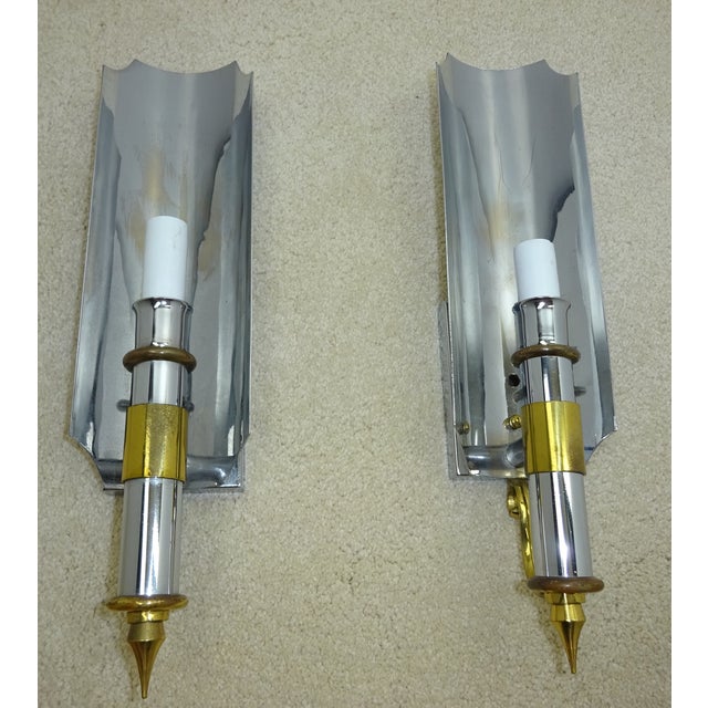 Vintage 1970s Chrome & Brass Wall Sconces - A Pair Chairish