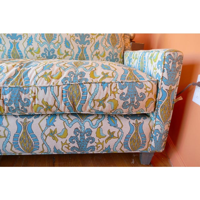 Blue & Green Upholstered Sofa | Chairish