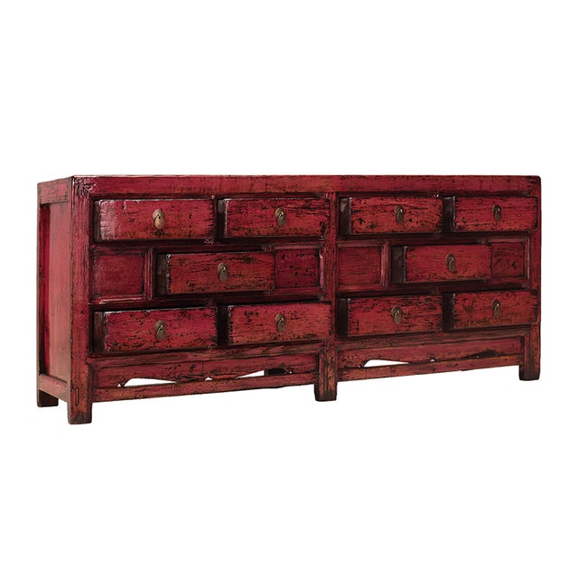 Chinese Red Wood Console Buffet Side Table Chairish