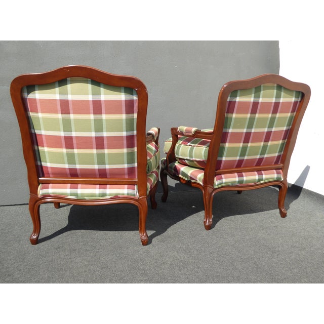 French Red & Green Plaid Armchairs A Pair Chairish