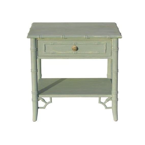 Faux Bamboo Cottage Style Coastal Blue Nightstand Chairish