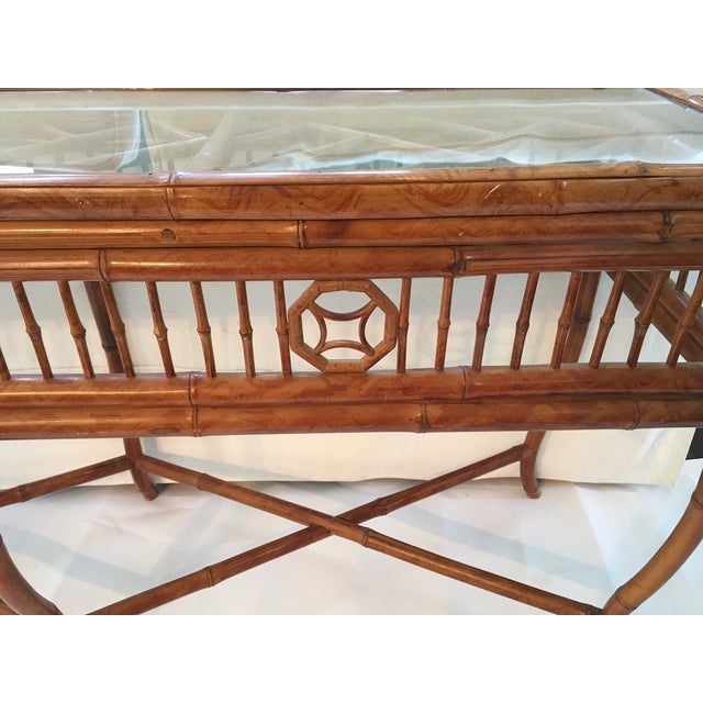 Bamboo & Glass Console Table | Chairish